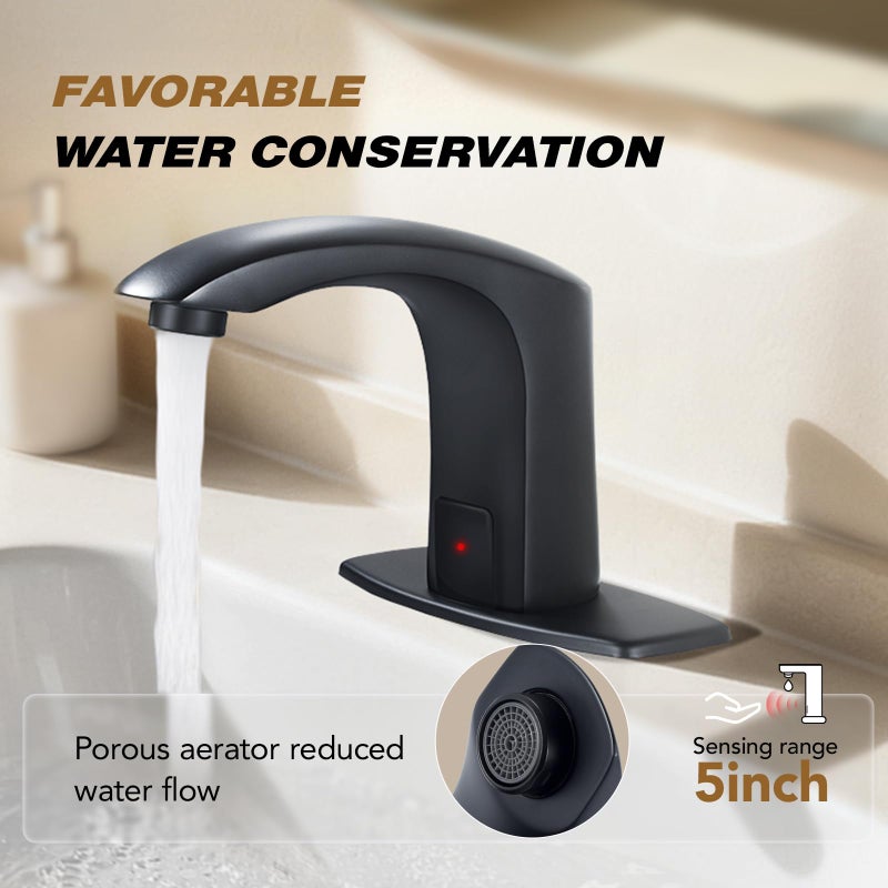 Gangang Automatic Sensor Touchless Bathroom Sink Faucet with Hole Cover Plate and Water Mixer Valve - Image 2